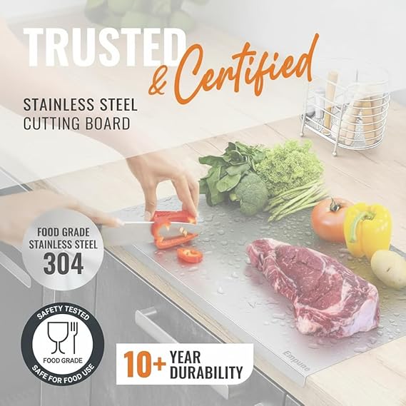 Premium Stainless Steel Chopping Board (35×31 cm) – Hygienic & Durable
