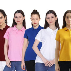 Ketex Cotton Blend Polo Neck T-shirt (Pack Of 5)